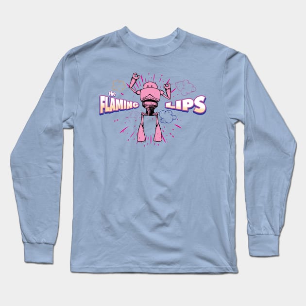 Pink Robots Long Sleeve T-Shirt by Mozz